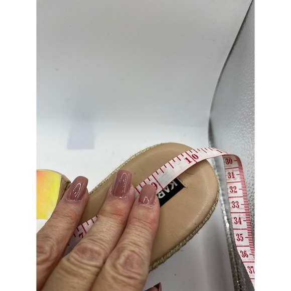 Karl Lagerfeld Iridescent Transparent Wedge Espadrille Sandals Women - Picture 3 of 6